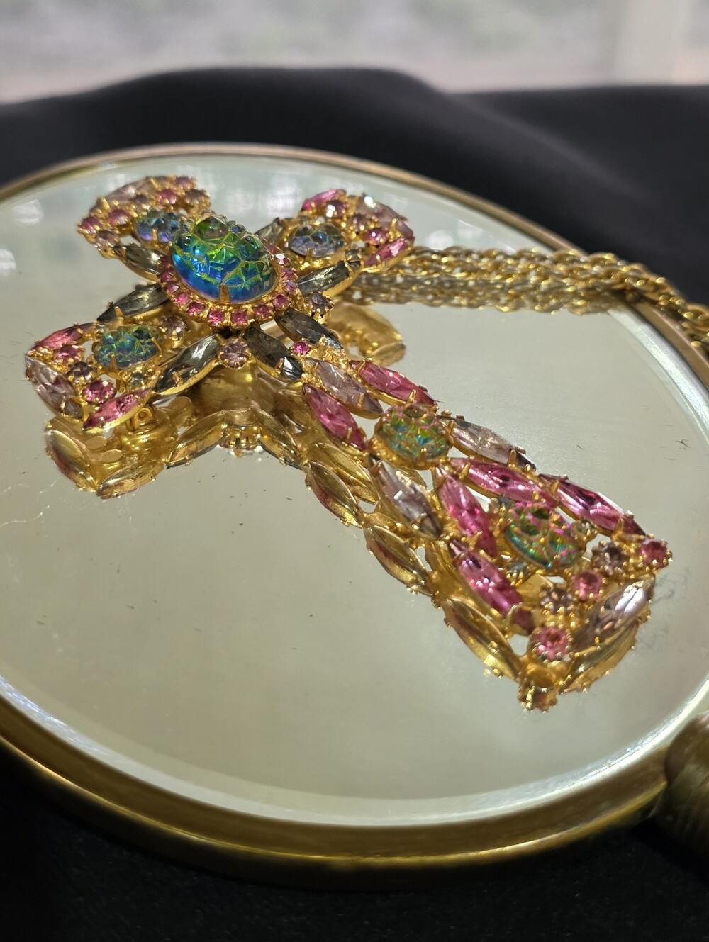 Authentic Alice Caviness Watermelon Cross Necklace Brooch Lg Rare Cross